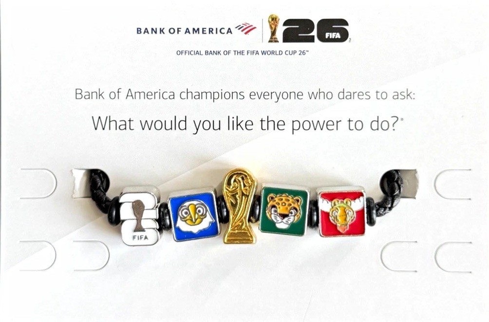 Bank of America World Cup 26 RARE WHITE FIFA Charm Bracelet
