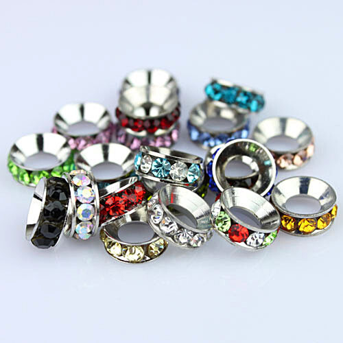 20pcs Czech CZ Crystal Big Hole European Charms Beads Fit Charm Bracelets 10mm