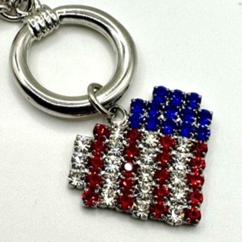 American Flag Rhinestone Bracelet With Dazzling Chain & Toggle Closure USA