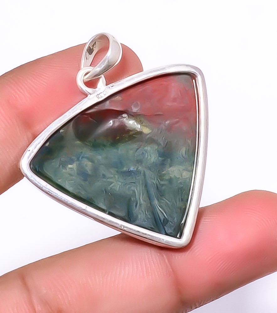 Bloodstone – Africa 925 Silver Plated Jewelry Pendant 1.79″ A363 Gift for her