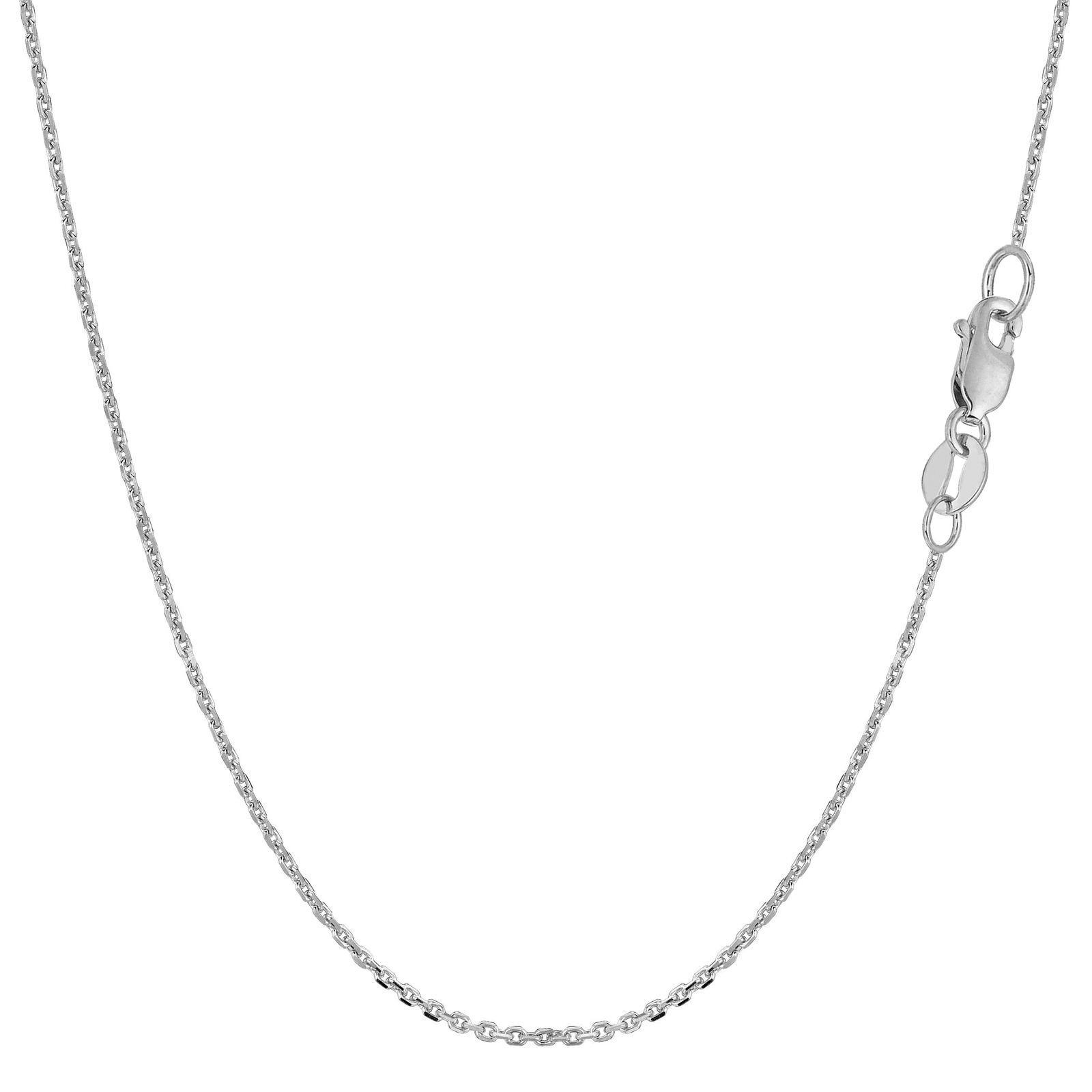 10k White Real Gold Cable Link Chain Necklace, 1.1mm, 20″