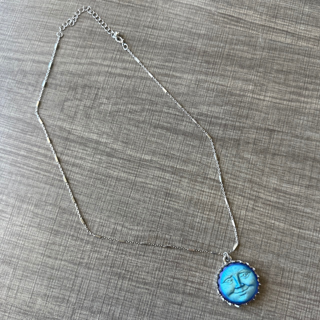 kirks folly inspired blue moon bottle cap silver chain necklace