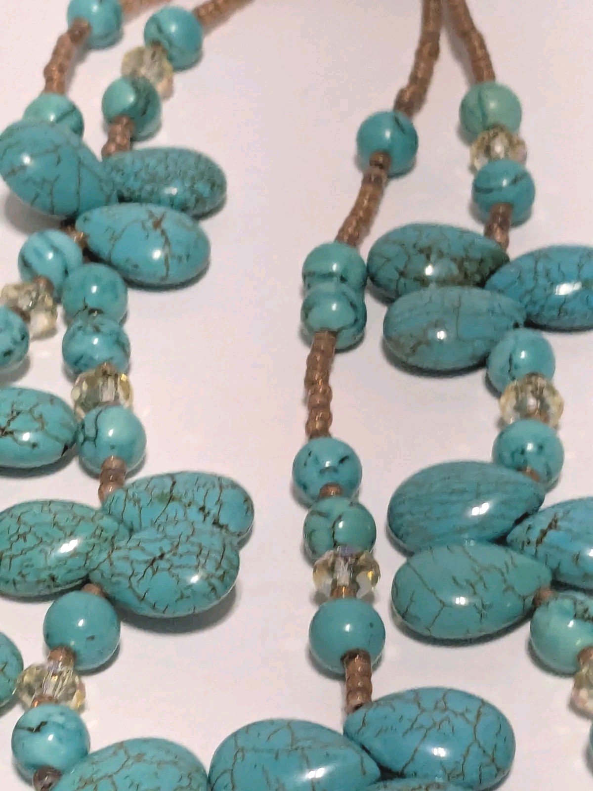 Layered Cluster Howlite Necklace With Multicolor Glass & Acrylic Beads. BOHO