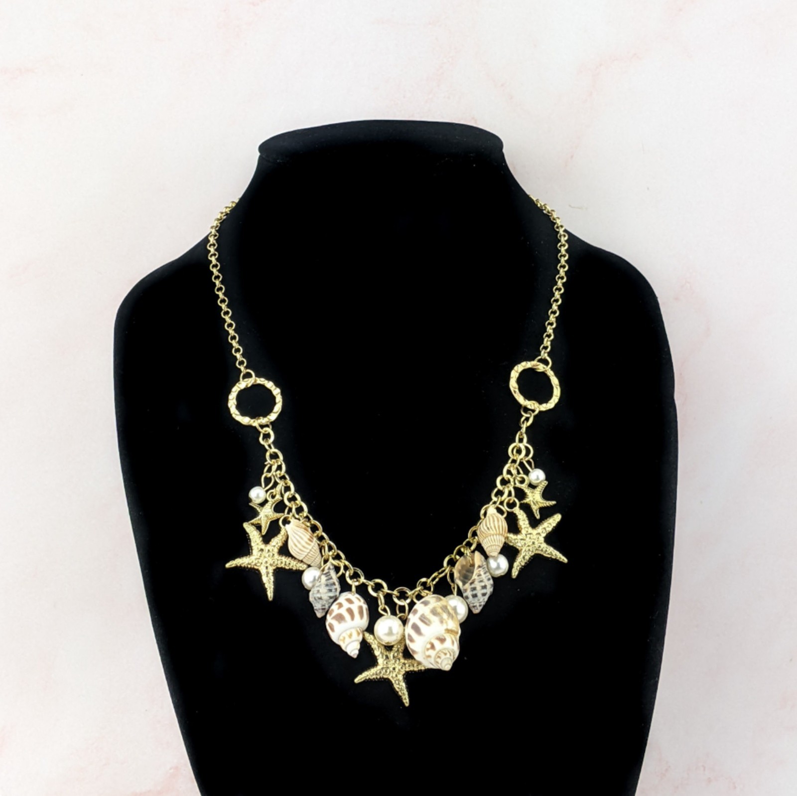 Starfish Shell Statement Necklace jewelry Beach nautical Cruise fashion statemnt