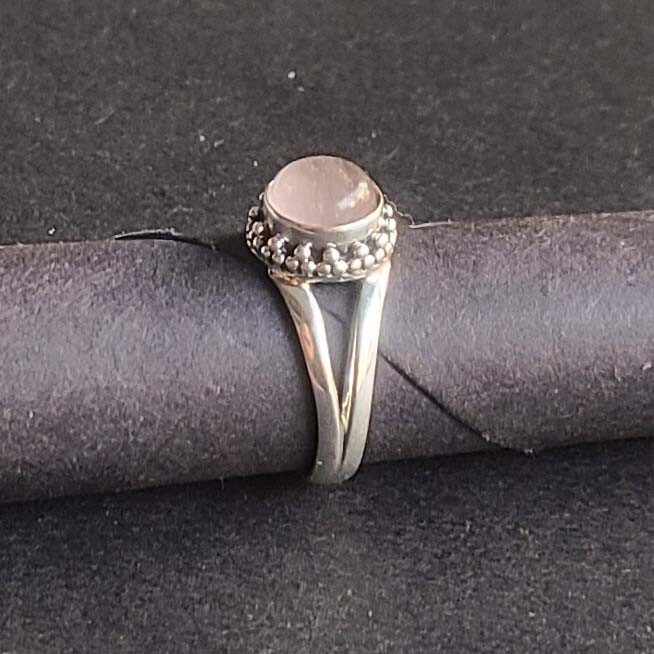 Natural Rose Quartz 925 Sterling Silver Handmade Dainty Ring All Size Available