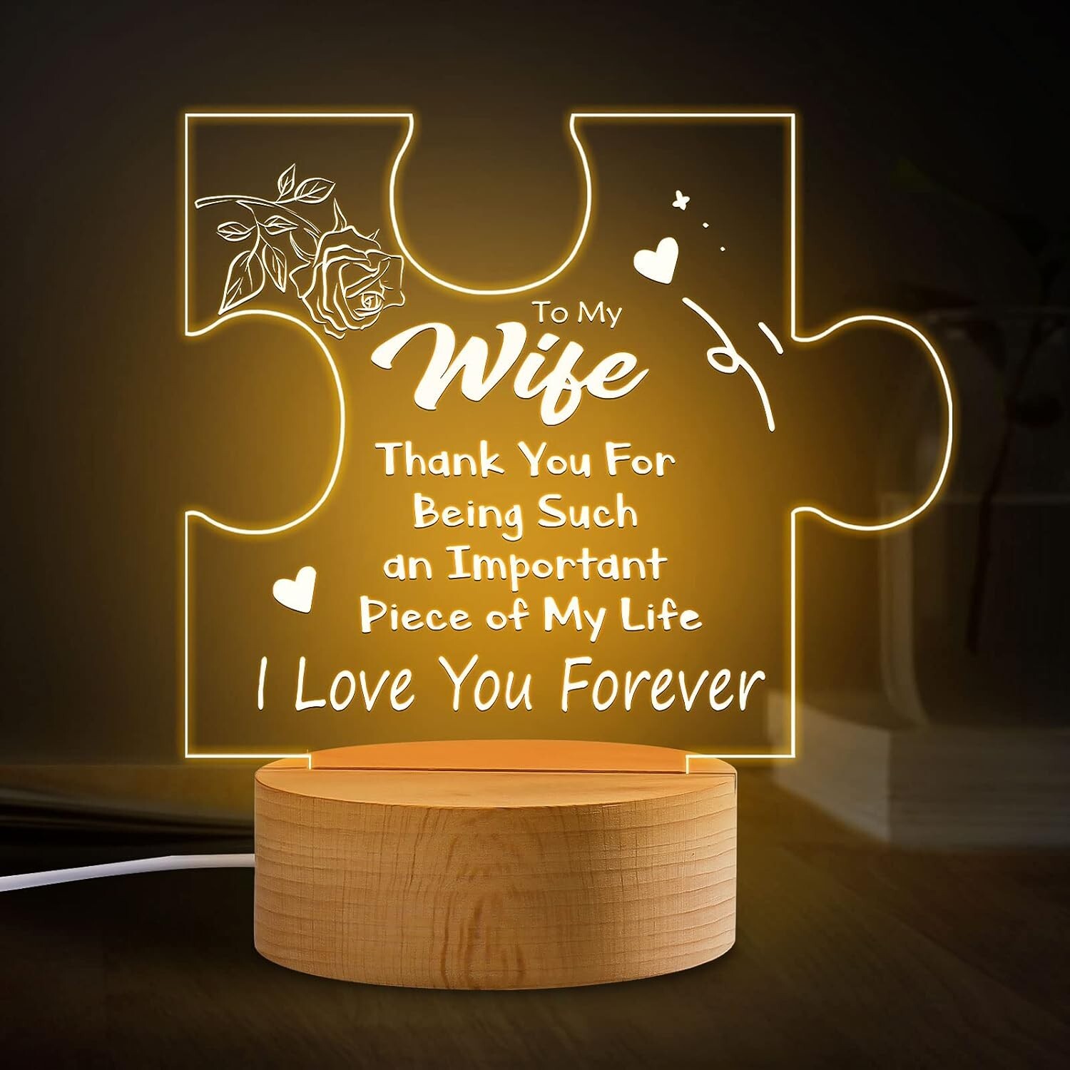 LED Light Valentines Day Gift For Wife Anniversary Gifts Ideas Birthday Present