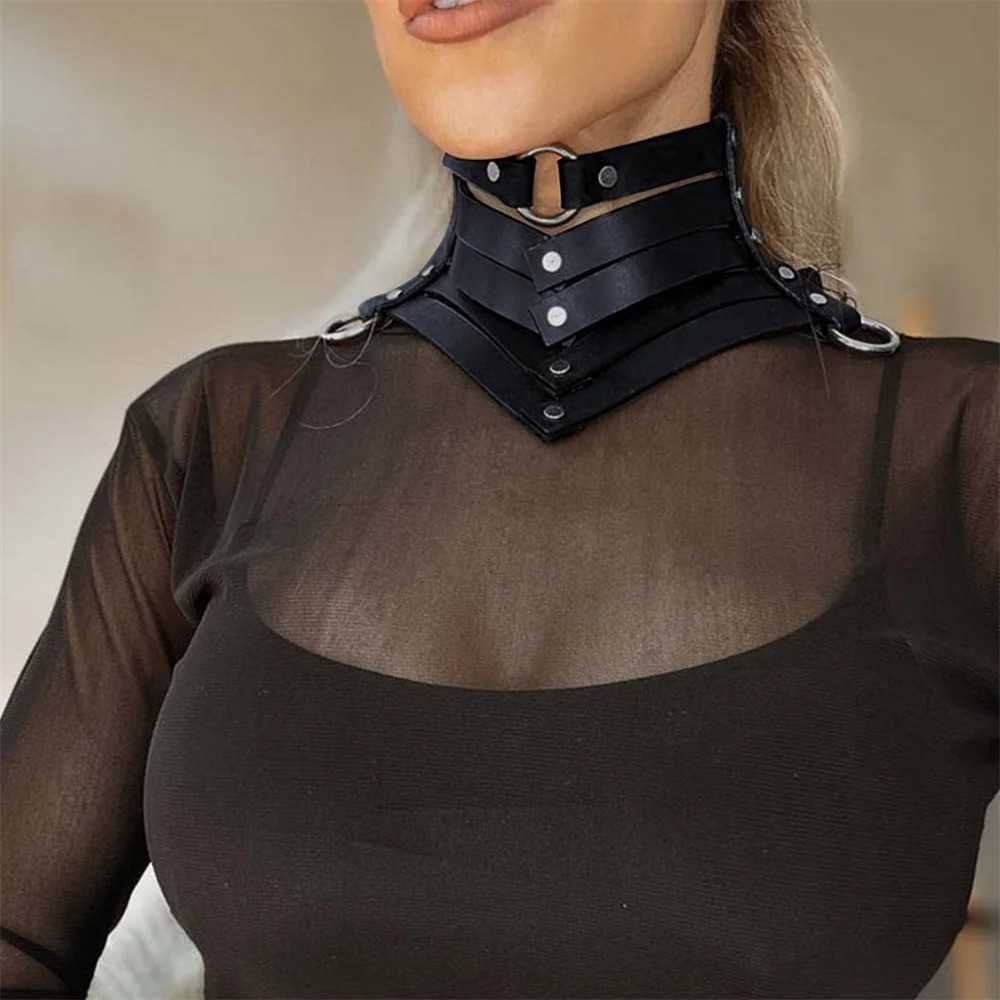 Black Gothic Punk Leather Choker Necklace Rivet Collar Beautiful Jewelry Gift