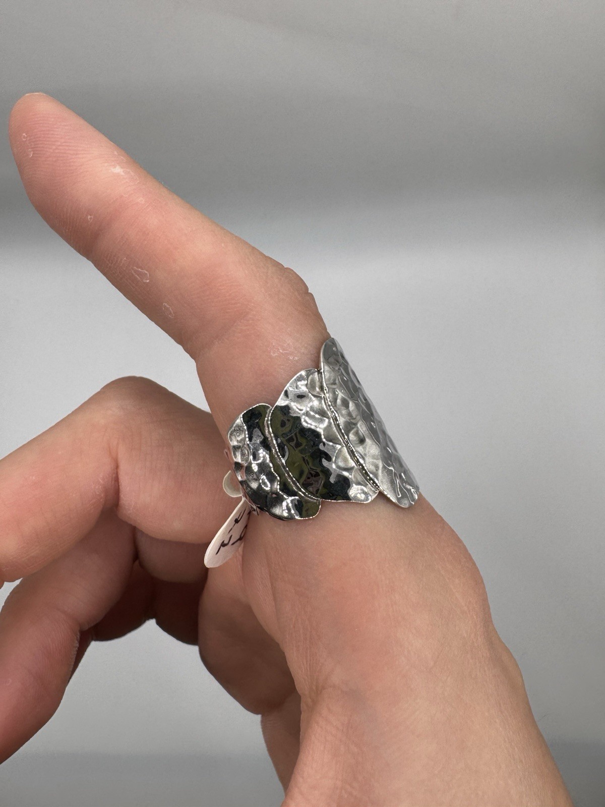 Sterling Silver Textured Wide Metal Statement Cocktail Ring Size 7.5 No Stone
