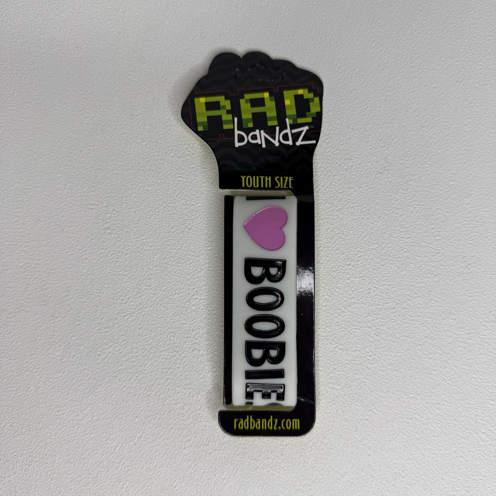 Radbandz I Love Boobies I Heart Boobies Hot Topic Silicone Bracelet Youth Size