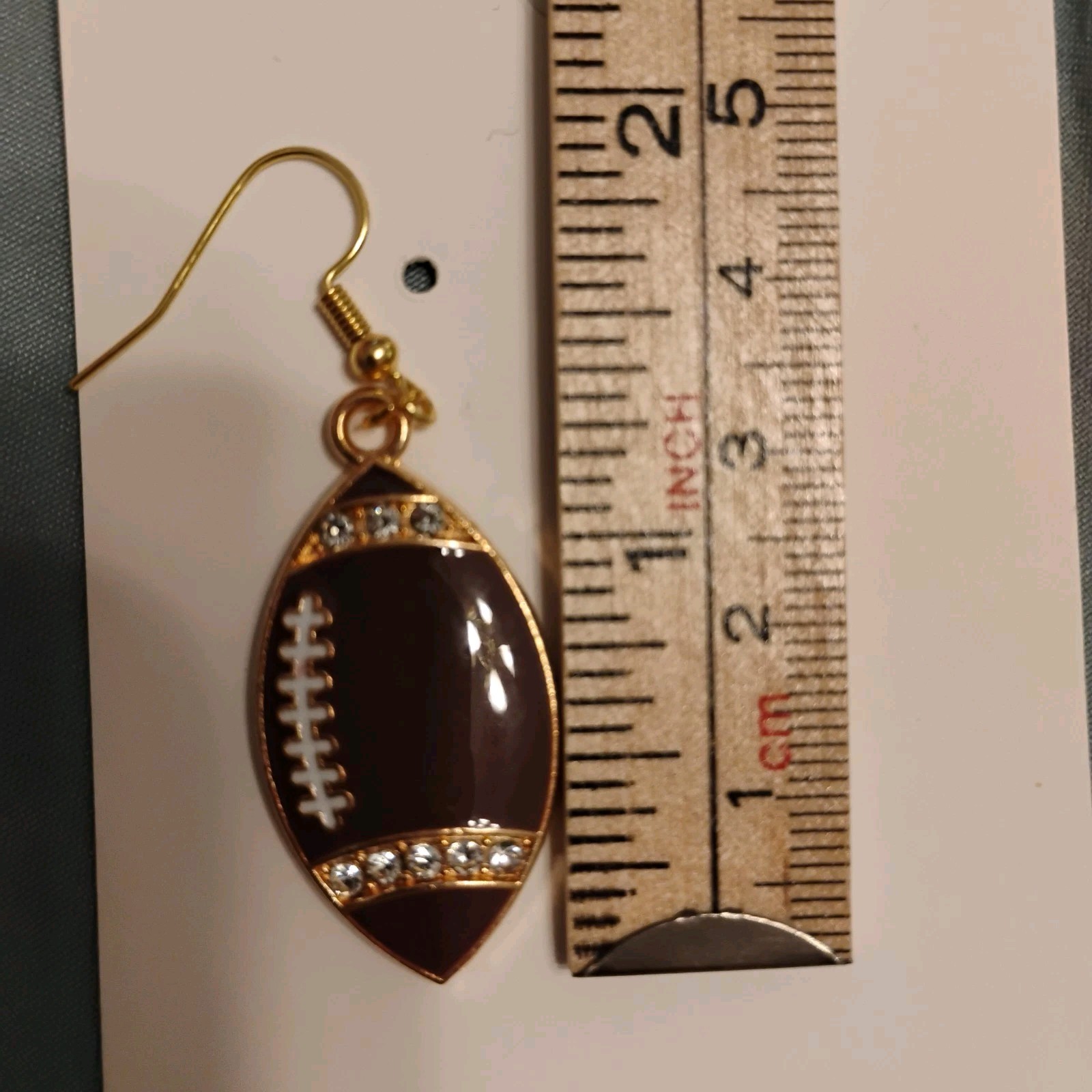 Football Dangle Fishhook Earrings Gold Plated Nickel Free Sports Fall women’s