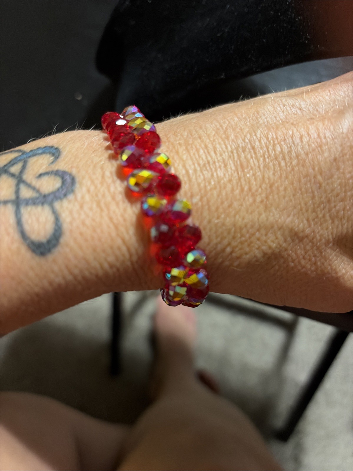 Aurora Borealis Blingy Red Beaded Bracelet Women Shiny Stone Adjustable Jewelry