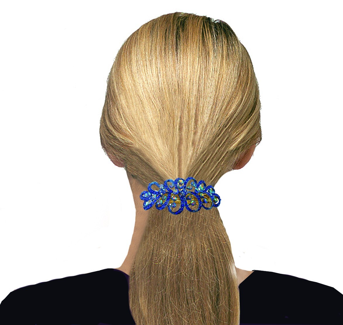 Set of 6 6 Count jcgy Combo 4 Styles Large Crystal Thick Hair Barrettes 0052/7-6