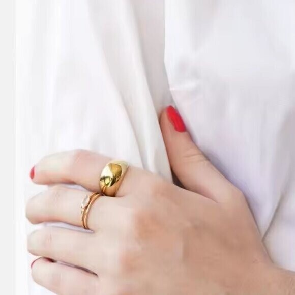 Chunky Gold Dome Ring – Waterproof, Non-Tarnish Statement Ring for Everyday Wear