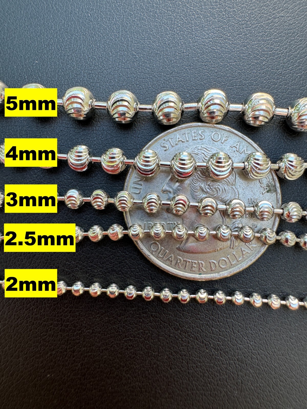 Ball Moon Chain Necklace SOLID 925 Silver Rhodium Finish Hip Hop Diamond Cut