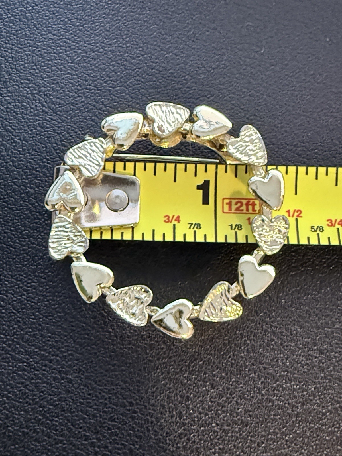 Vintage Gerry’s Gold Tone Heart Circle Pin Brooch Love Retro Valentines Gift