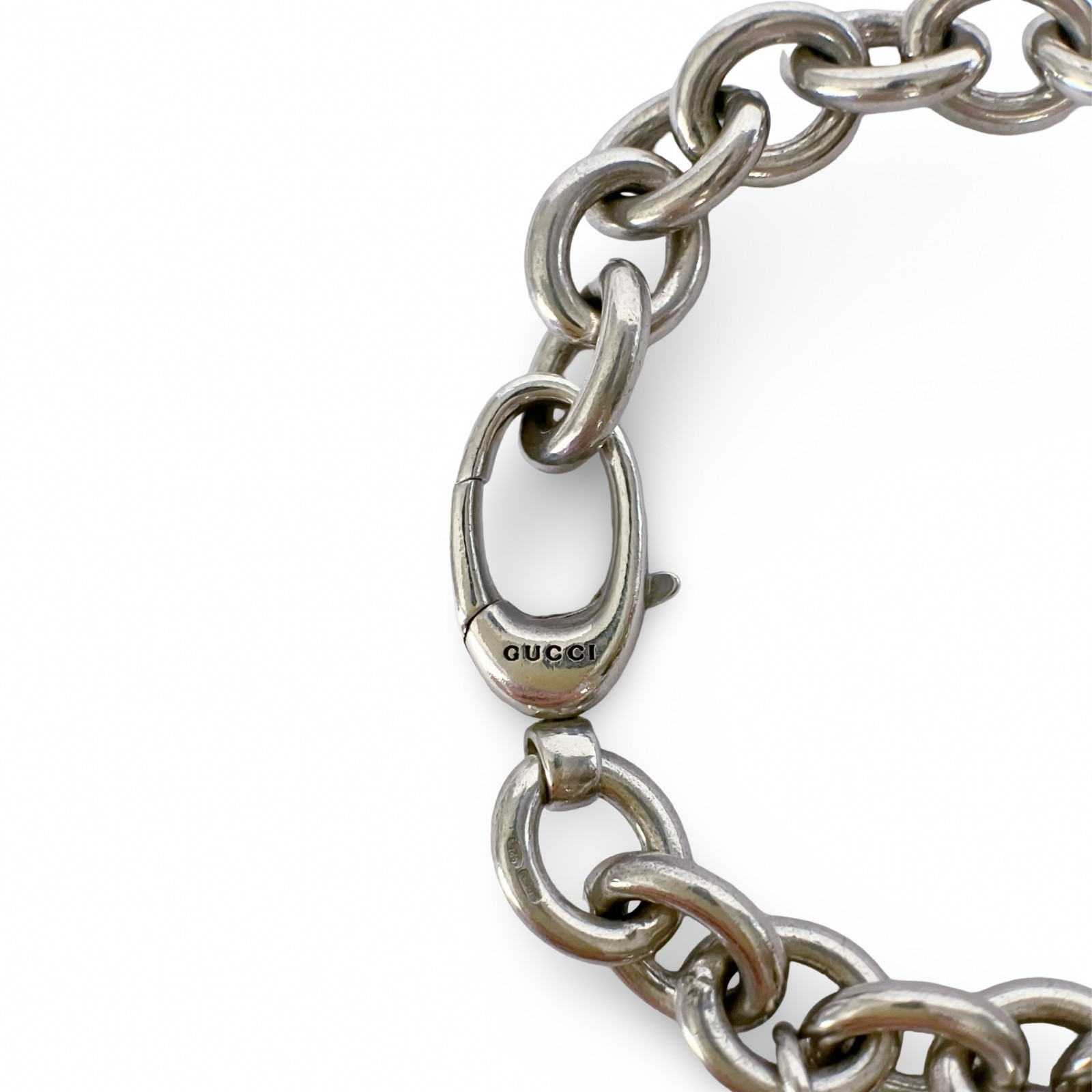 GUCCI Bracelet Double Dog Tag Donut Chain 925 Sterling Silver Comes with Box