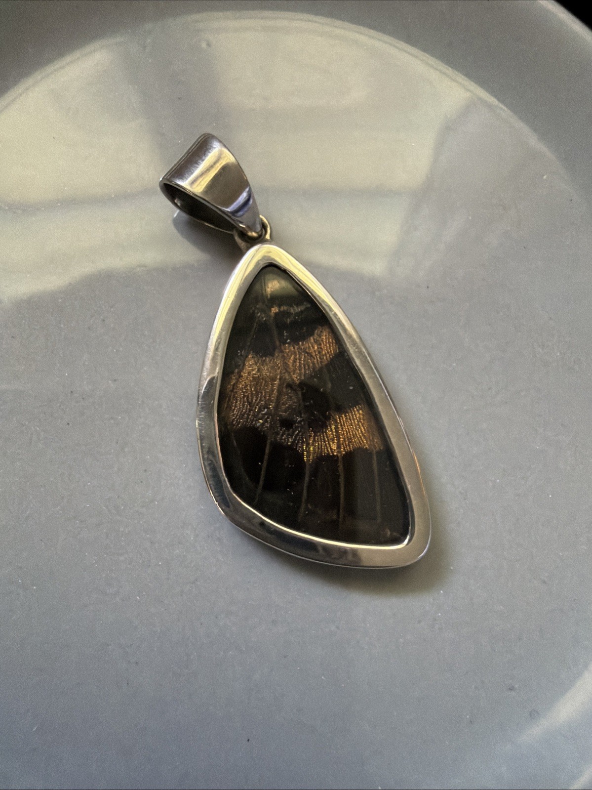BUTTERFLY WING DOUBLE SIDED IN BEAUTIFUL 925 STERLING SILVER PENDANT