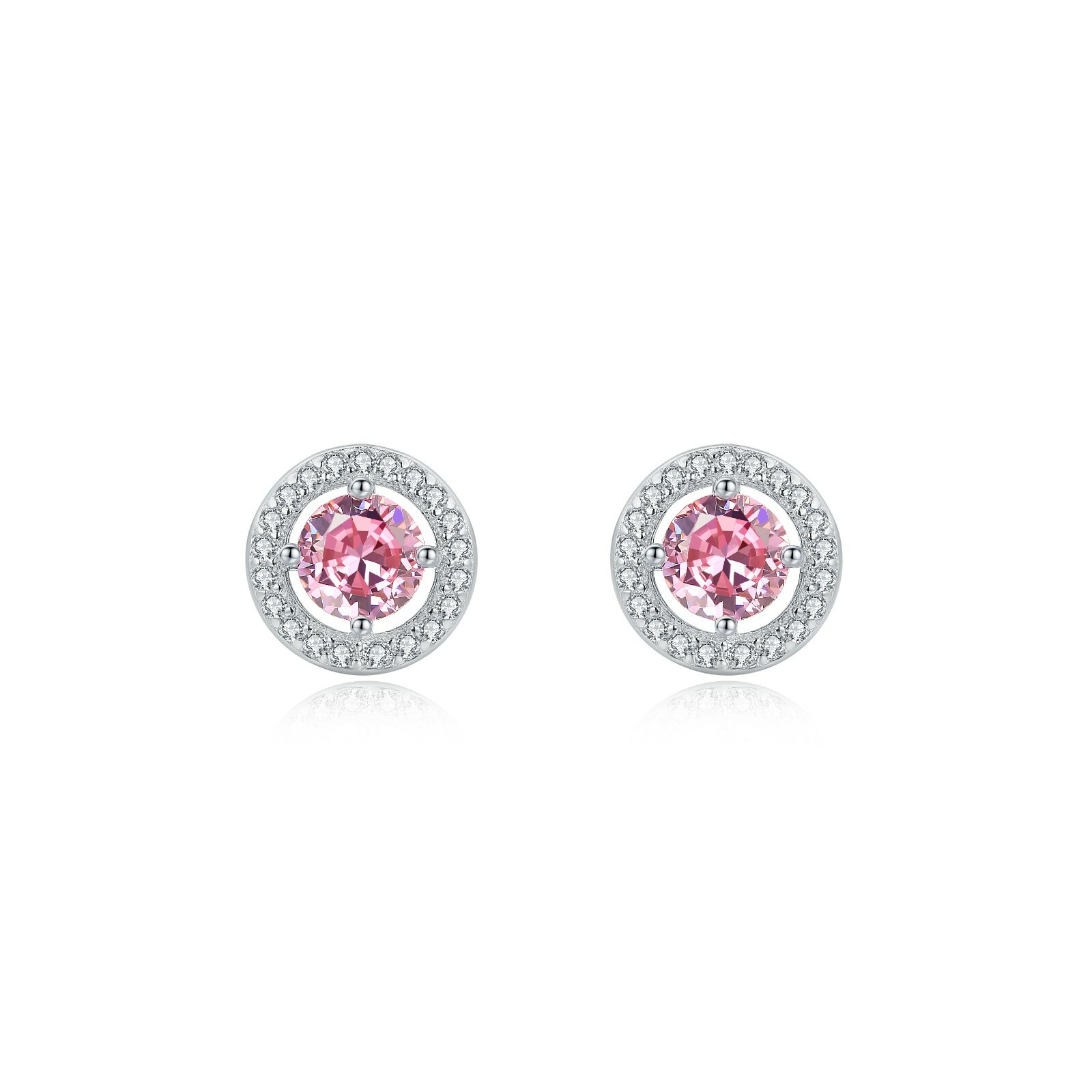 2Ct Simulated Pink Diamond Womens Halo Earrings 14K Gold Plated 925 Solid Silver