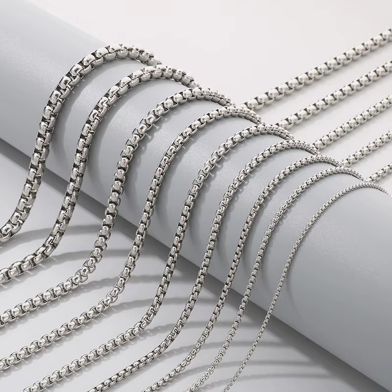 Stainless Steel Chain Necklace 16-36″ Smooth Box Rope Silver 2/3/4/5/6/7mm N69
