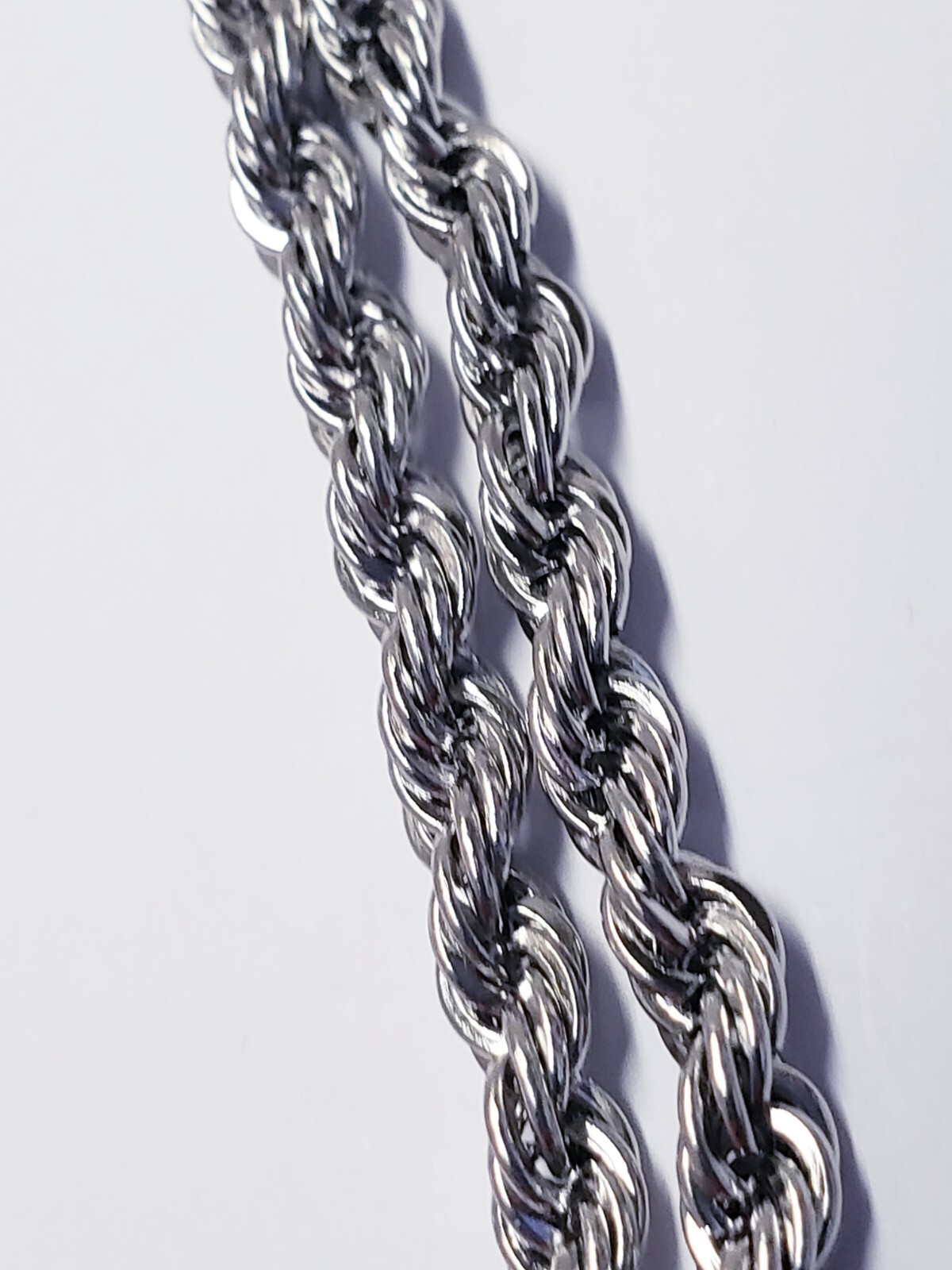 GLD SHOP Rope Chain in White Gold Tone – 4mm/ 20″