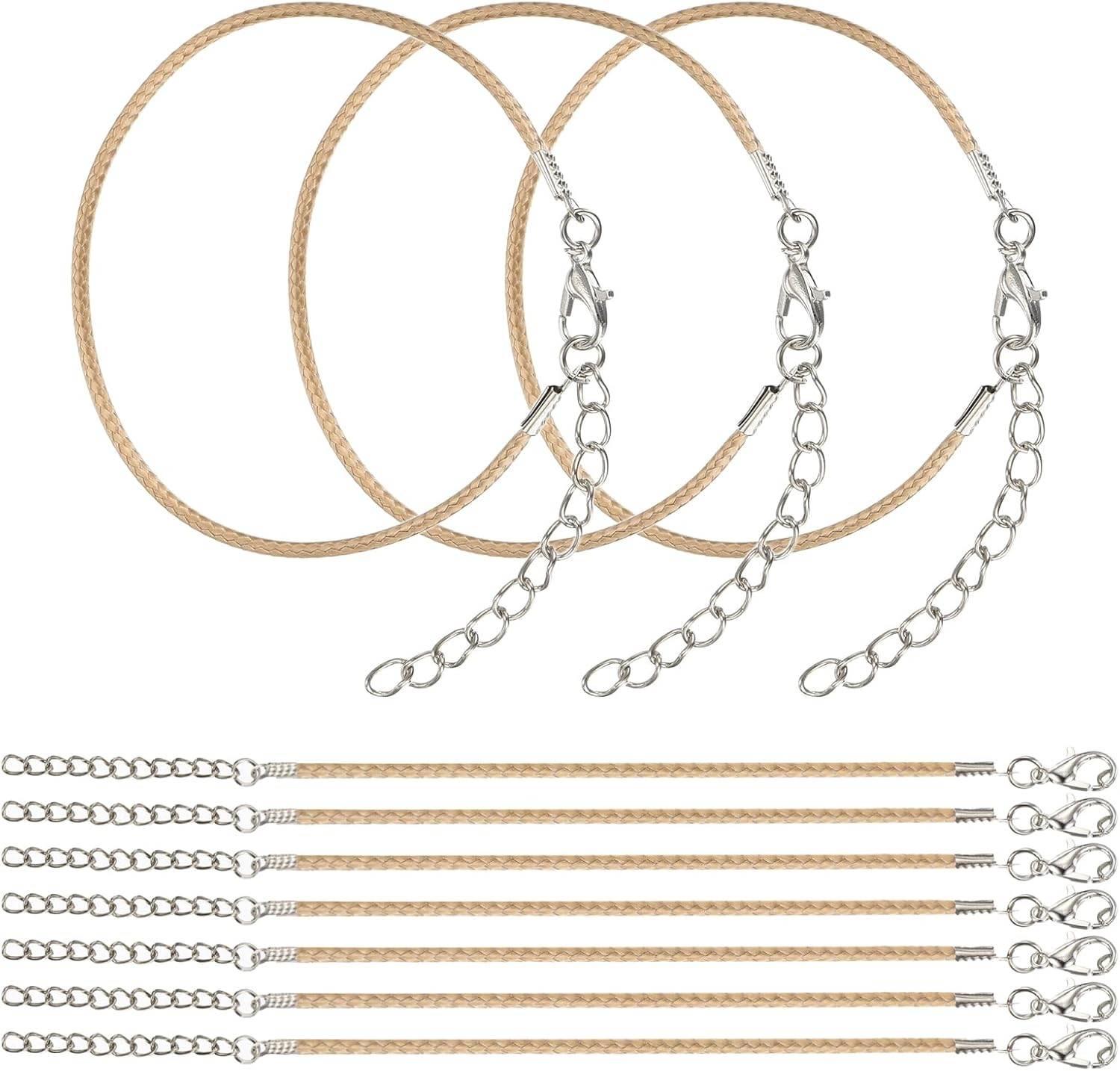10 PCS Khaki Bracelet Cord,9″ Adjustable Friendship Bracelet 2mm Waxed Polyester