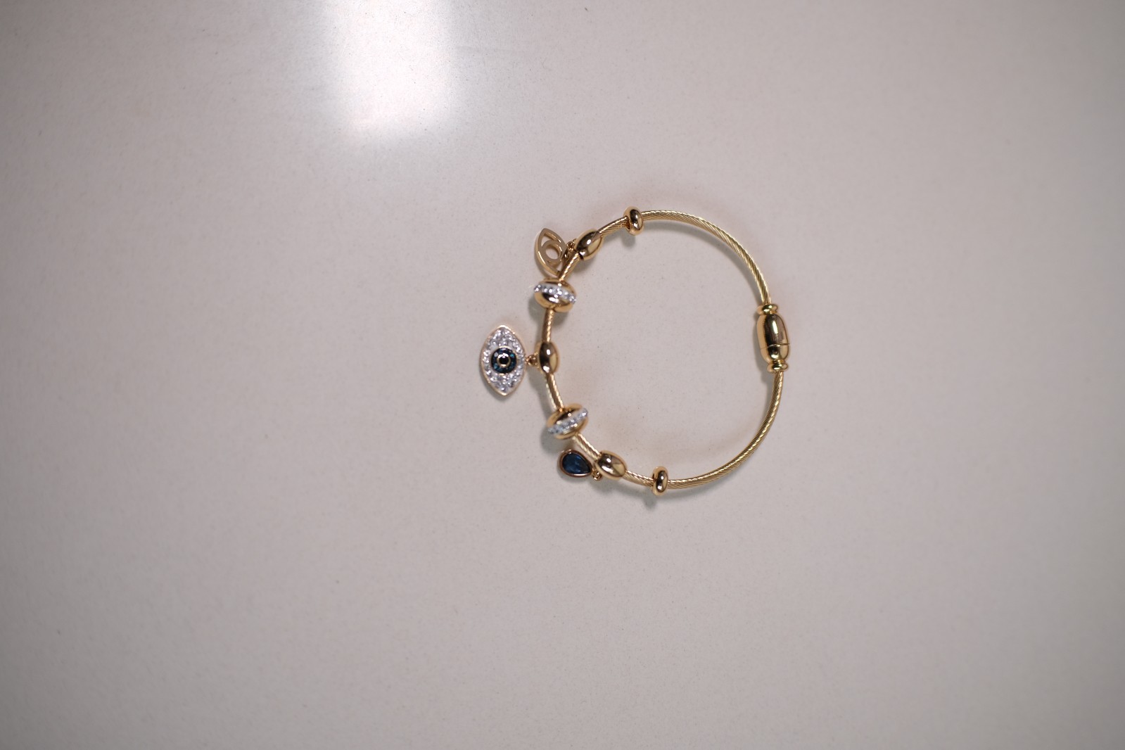 18kt Yellow Gold Plated Evil Eye Bangle For Women Waterproof & Anti-Tarnish