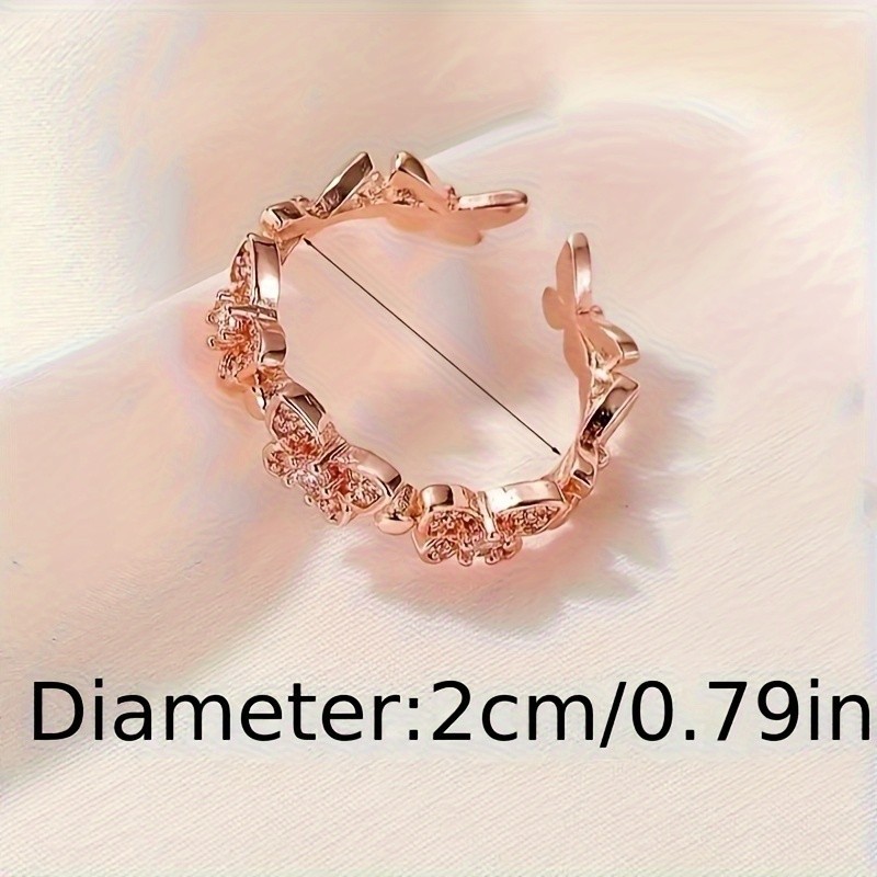 Cubic Zirconia Butterfly Eternity Band Ring Adjustable Open Stackable Dainty