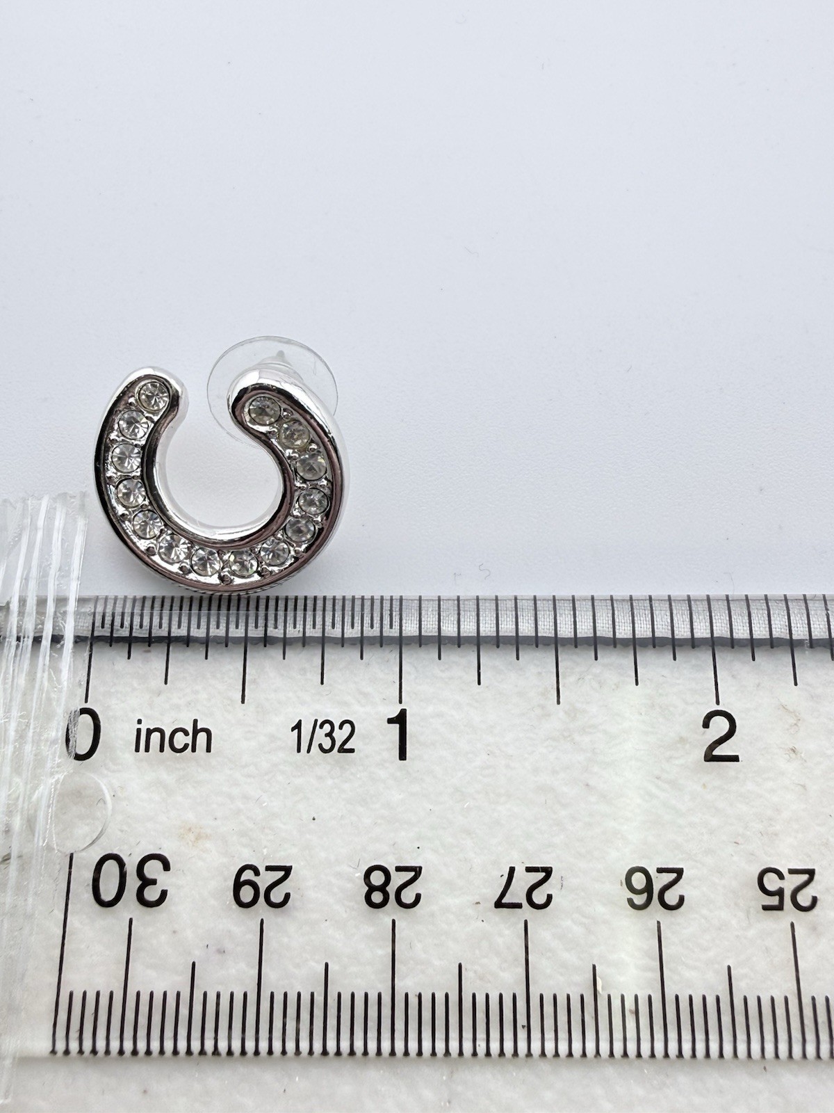 SWAROVSKI SILVERTONE CRYSTAL C SHAPED POST EARRINGS K638D