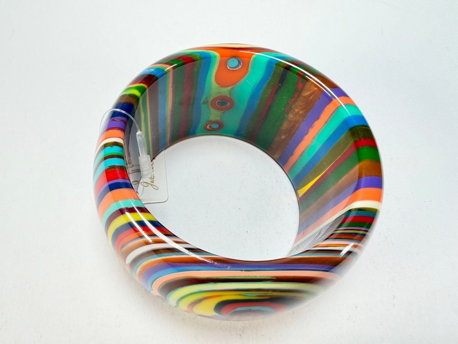Jackie Brazil Tiger Liquorice Allsorts w/Cat Eye Mix Colours 5cm Resin Bangle