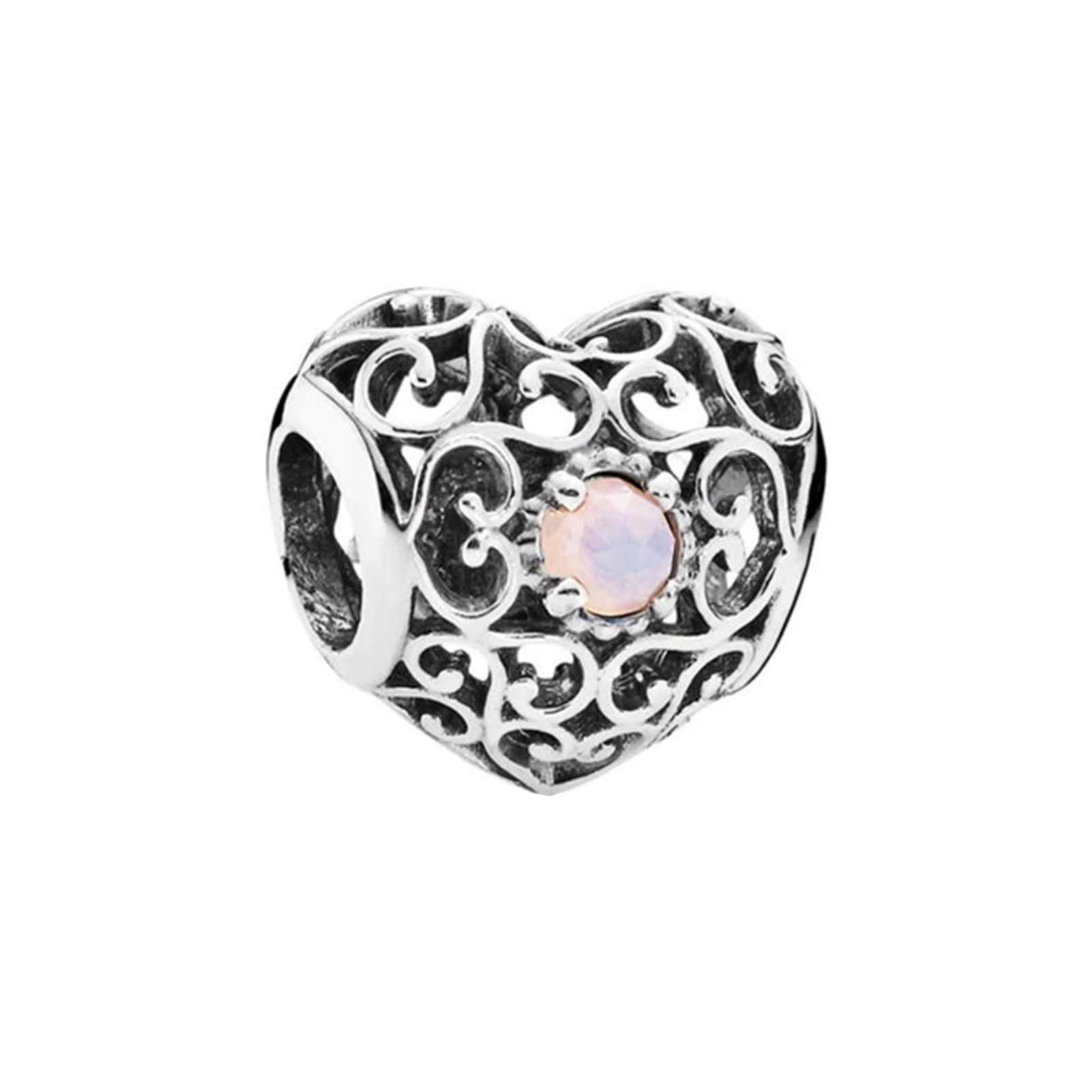 October Heart Birthstone Charm For Bracelet, October Charm, Birthstone Charm