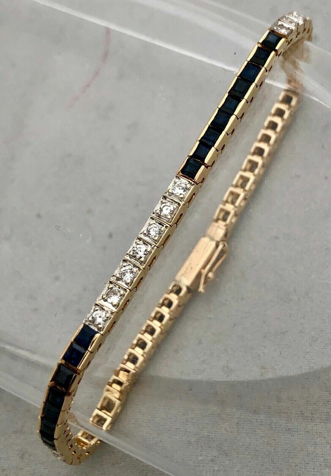 14K Yellow Gold Plated Sapphire 5 Ct Princess Simulated Women’s Tennis Bracelet
