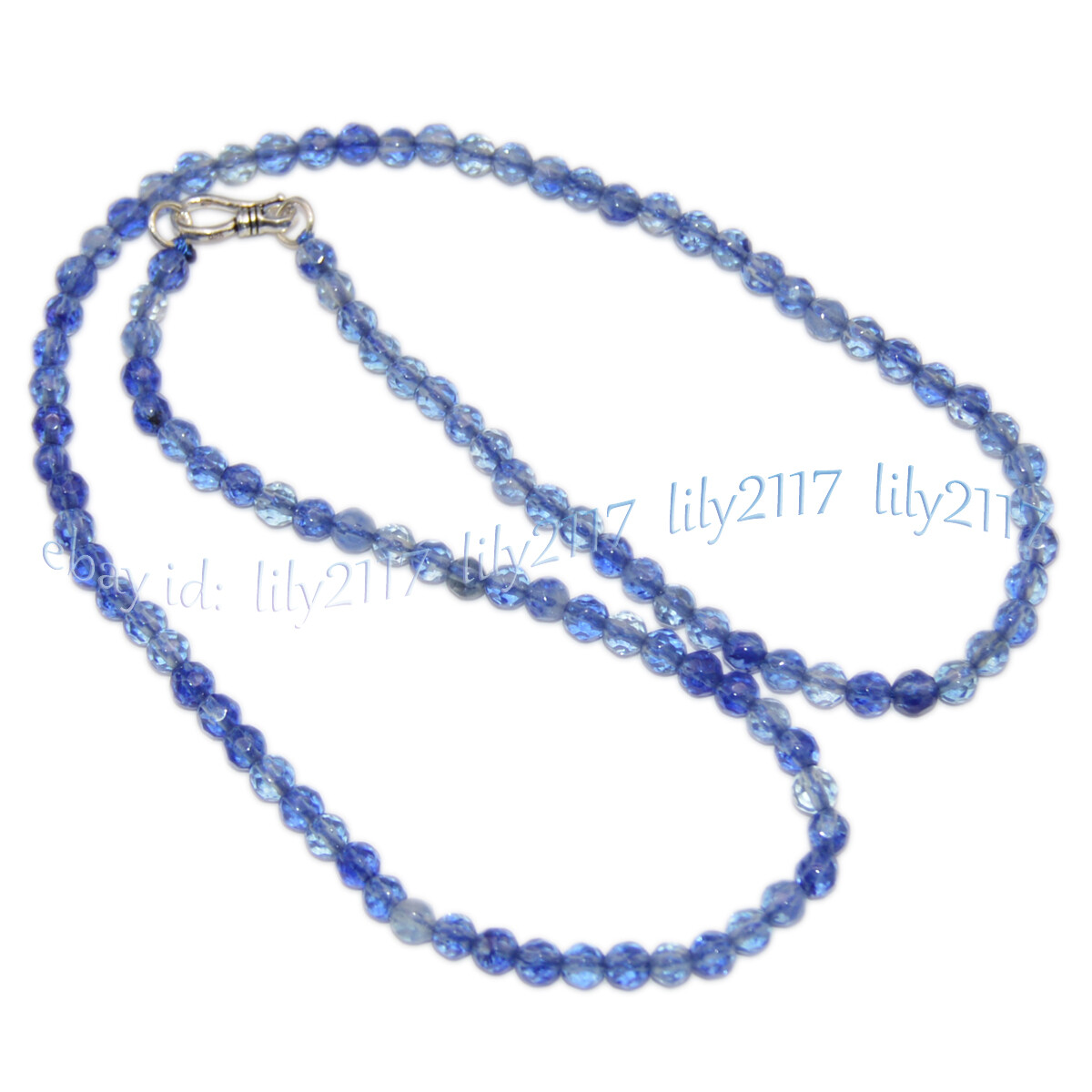 Faceted 4mm Round Light Blue Kyanite Gems Beads Necklace 14-50” Sterling Silver