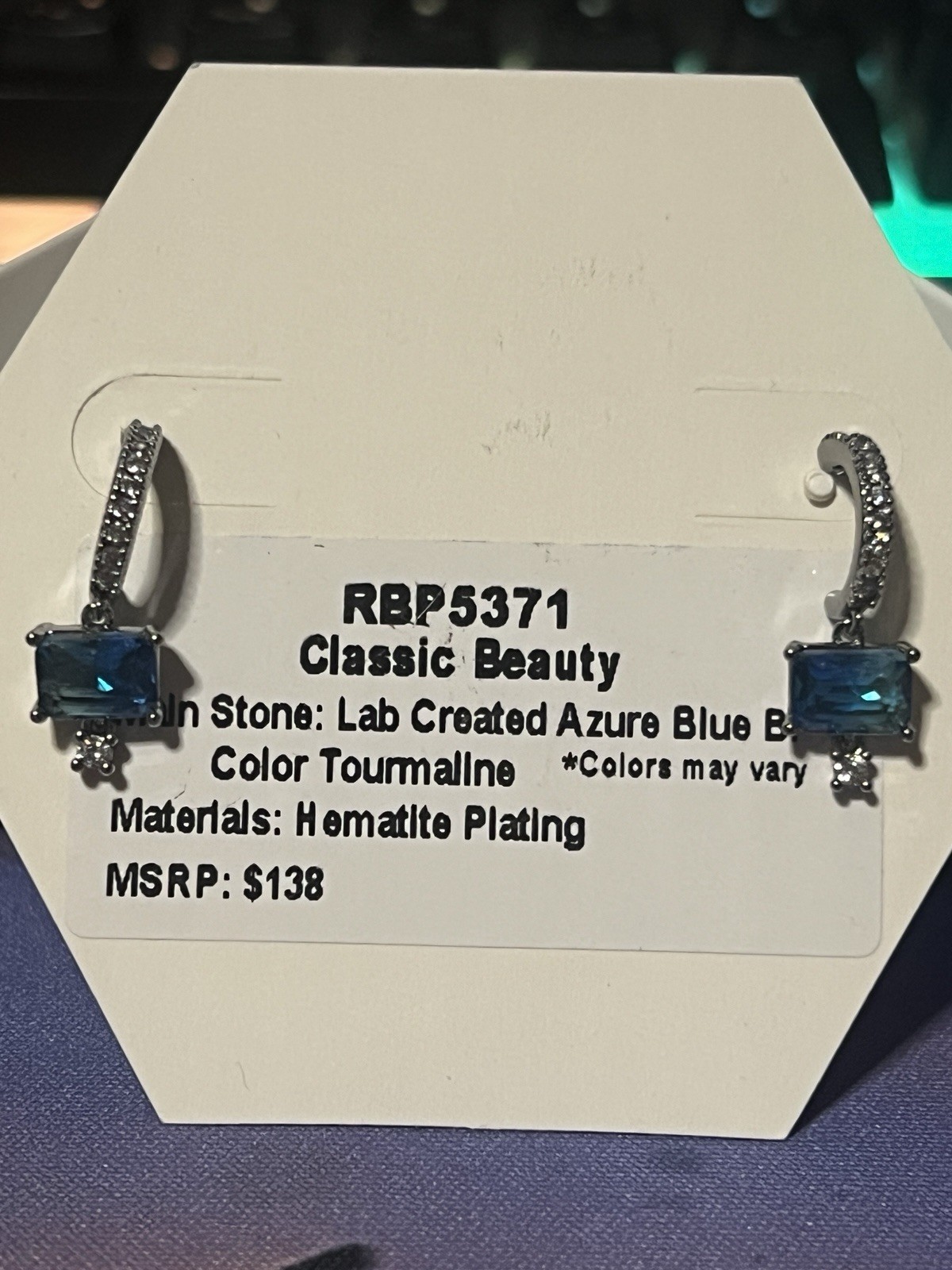 Bomb Party RBP5371 Classic Beauty Lab Created Azure blue bi Color Tourmaline