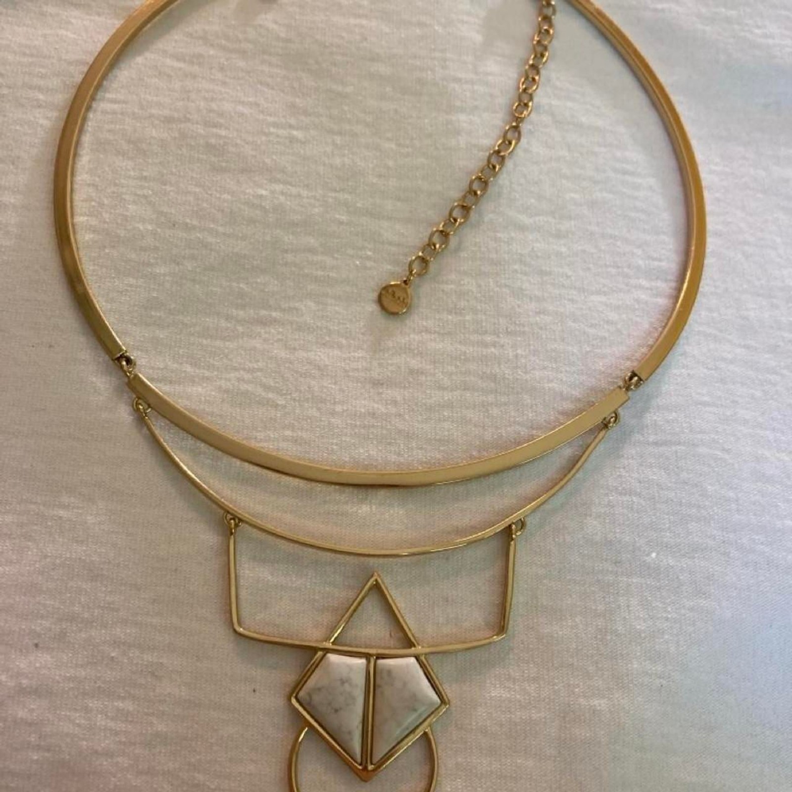 Stella & Dot Gold tone geometric collar necklace with layered design