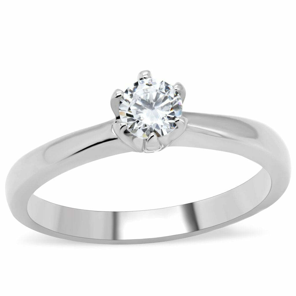 TK203 – High polished (no plating) Stainless Steel Ring with AAA Grade CZ in