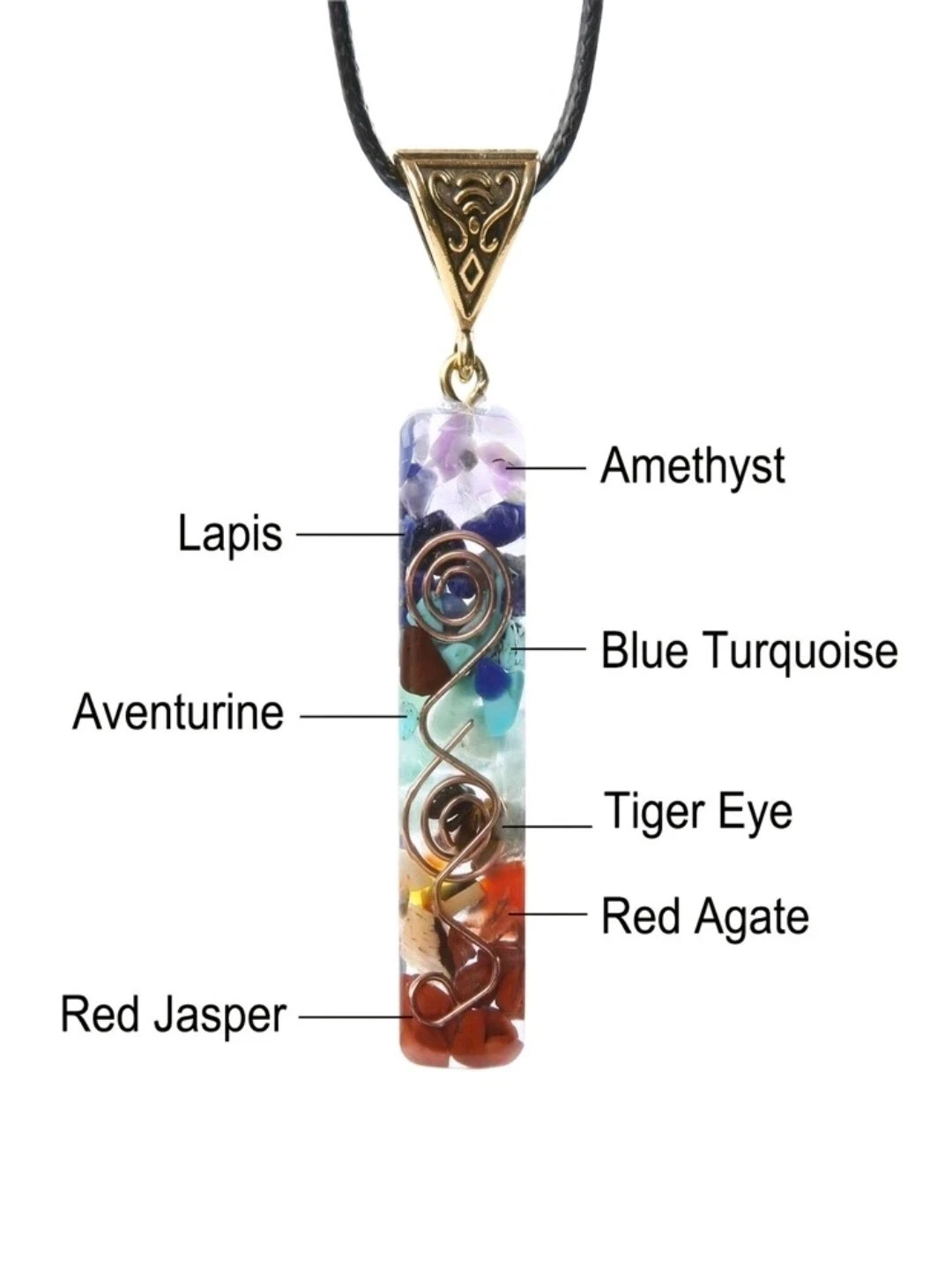 7 Chakra Healing Relief Natural Stone Reiki Pendant Necklace Unisex Crystal