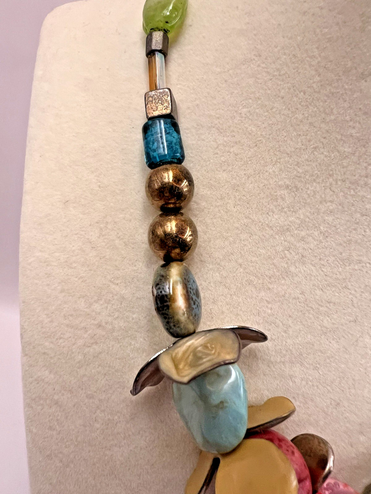 Unique Chicos Chunky Statement Necklace Bold Colorful Beaded Adjustable Chain