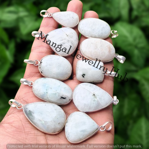 New Arrive Moonstone Gemstone Pendants 925 Sterling Silver Plated Lot Jewellery