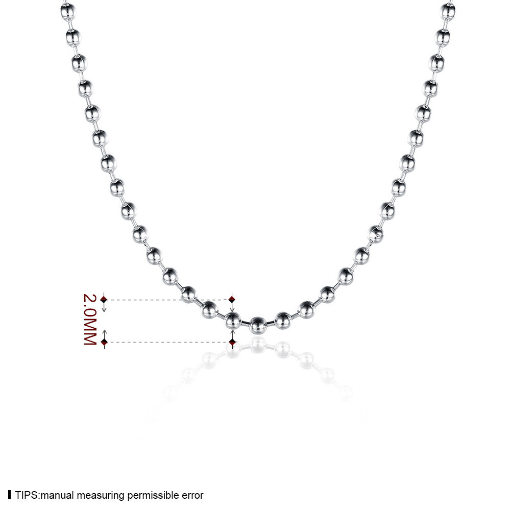 Mens Womens 925 Sterling Silver 2mm Thick Beads Ball Chain Neckllace 16-30 Inch