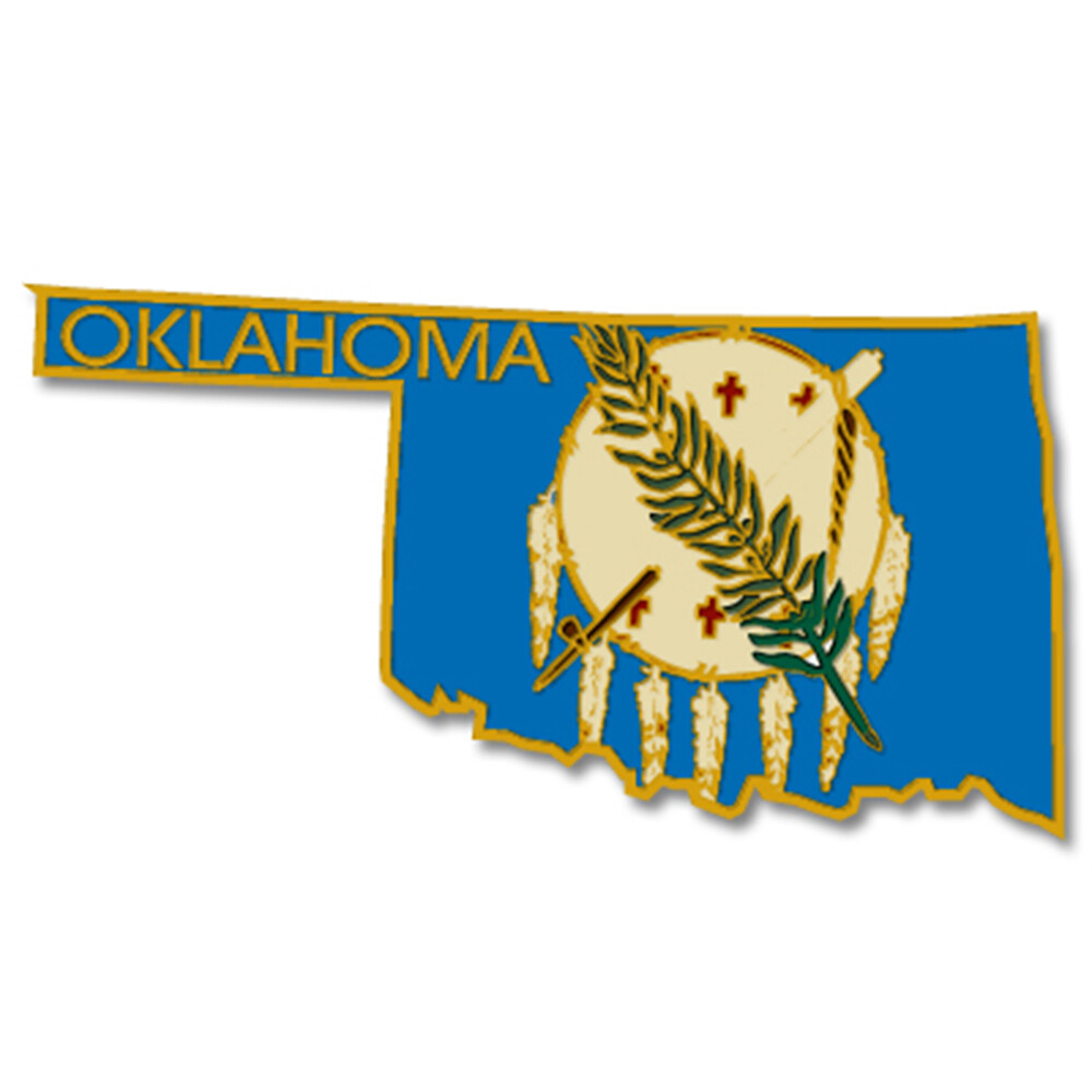 PinMart’s State Shape of Oklahoma and Oklahoma Flag Lapel PinPin