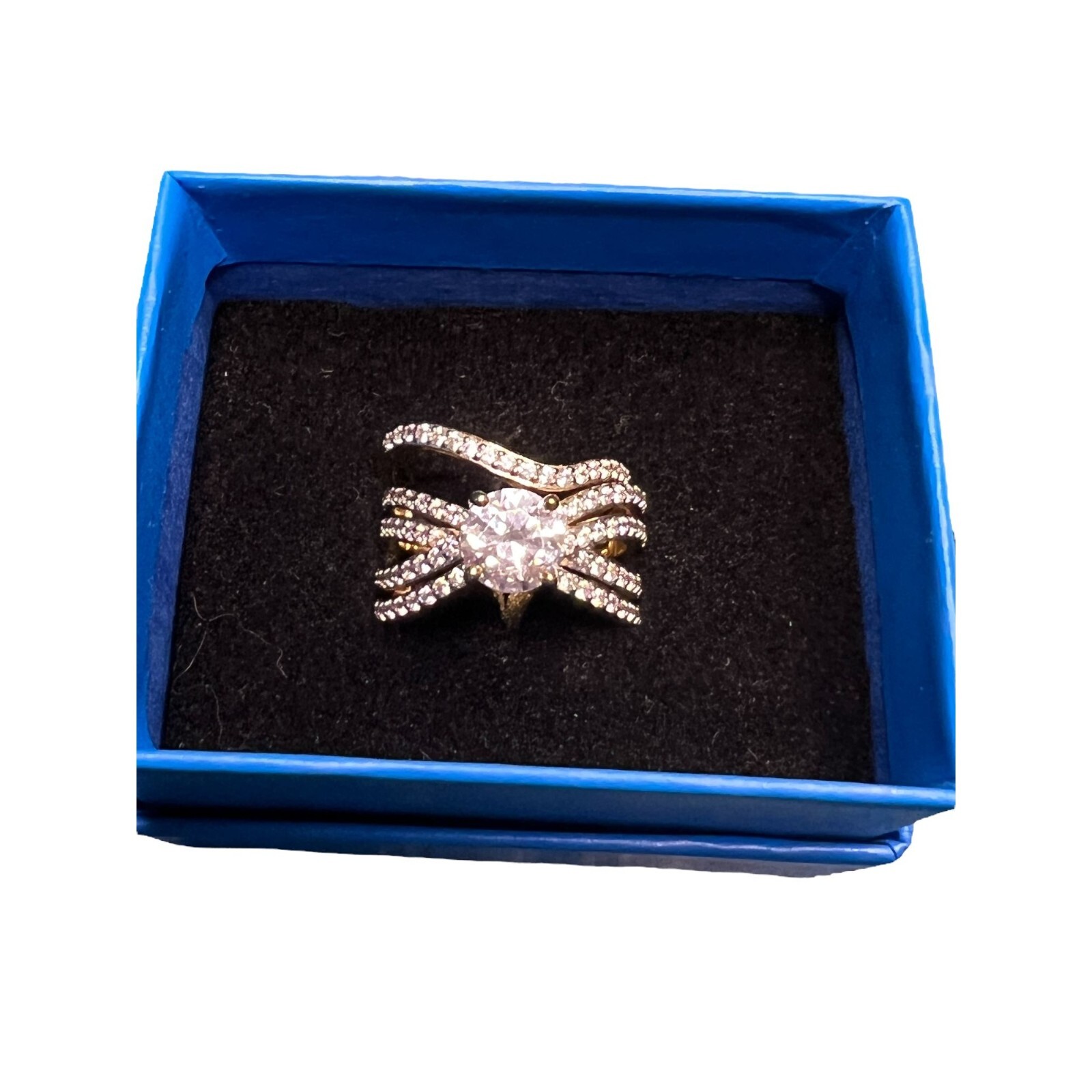 Palm Beach Jewelry 2 Piece Bridal Ring Set Sterling Silver Gold Plated CZ Size 9