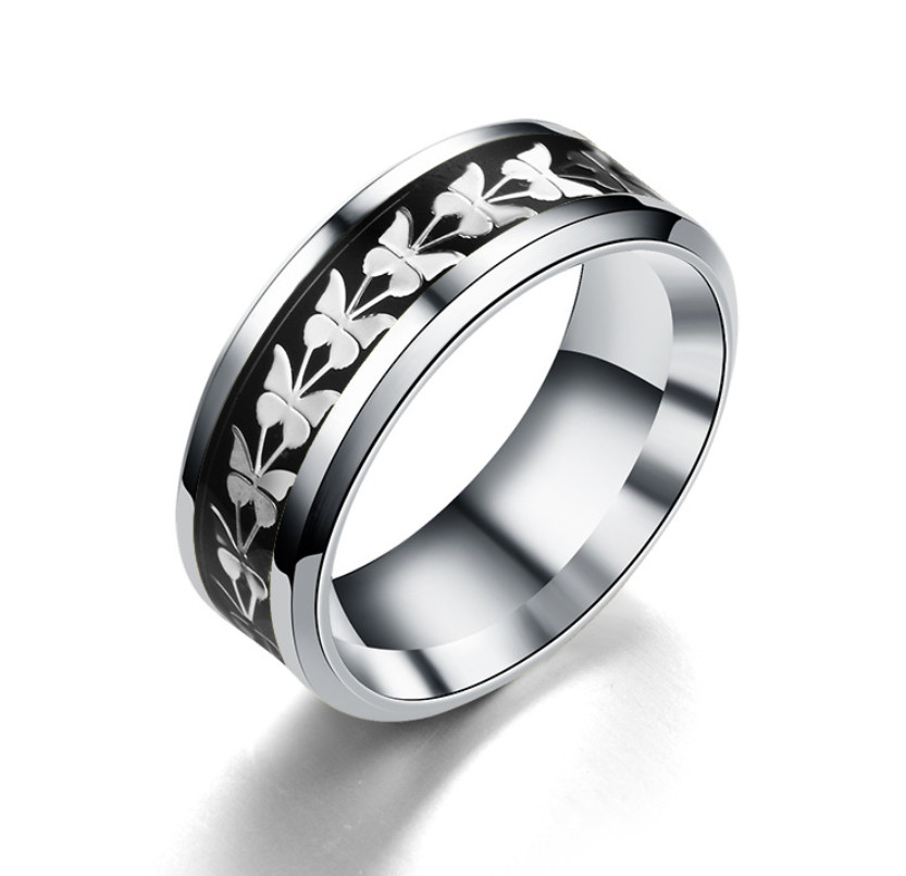 8MM Stainless Steel Men Women Butterfly Ring Wide Band Size 6-13
