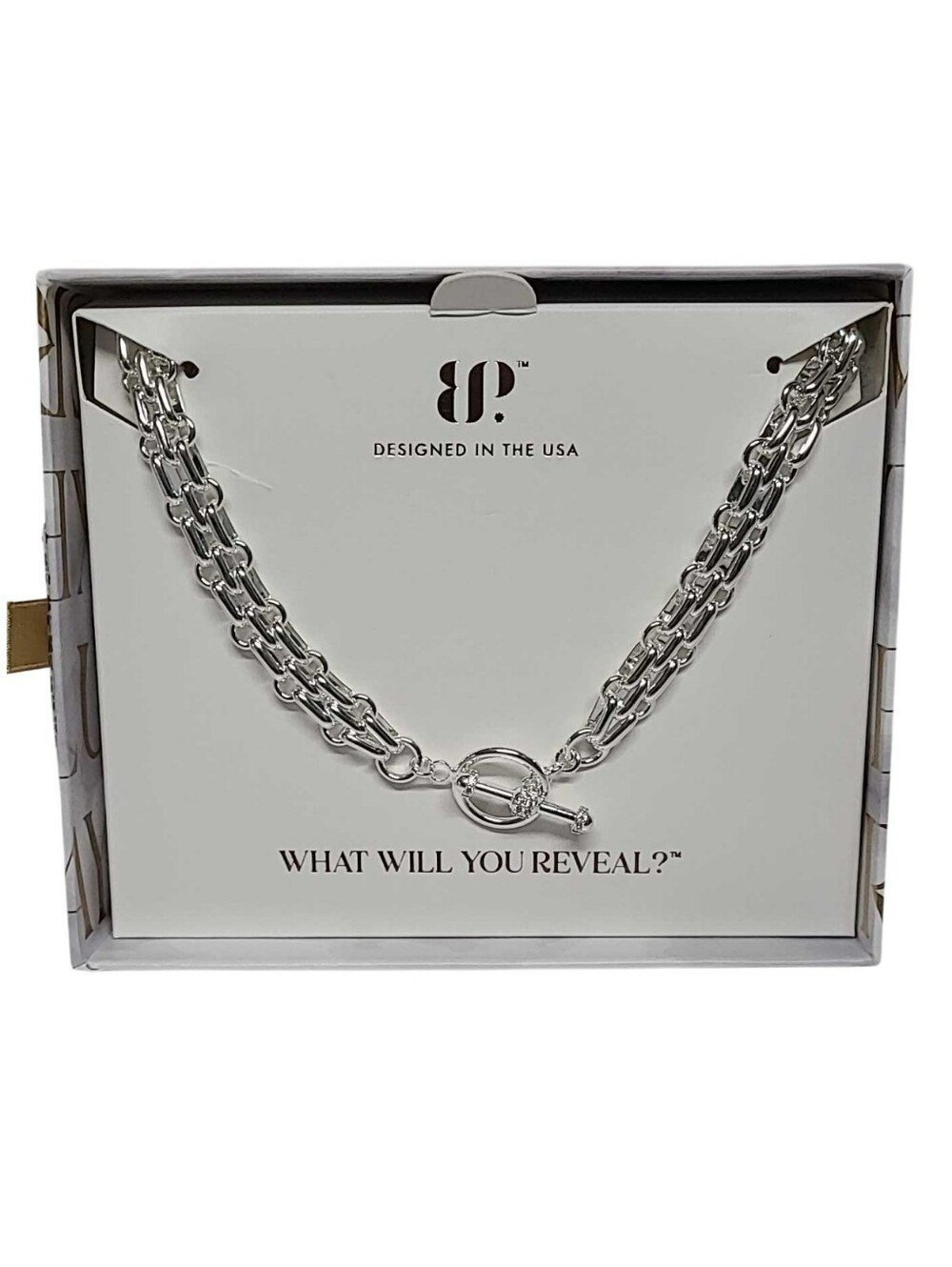 Bomb Party Fierce Grace Single Silver Plating Double-Link Toggle Necklace NEW