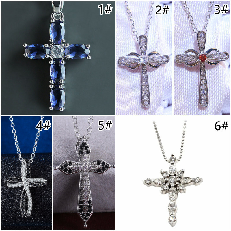 Engagement 925 Silver Filled Necklace Pendant Charm Women Cubic Zircon Jewelry