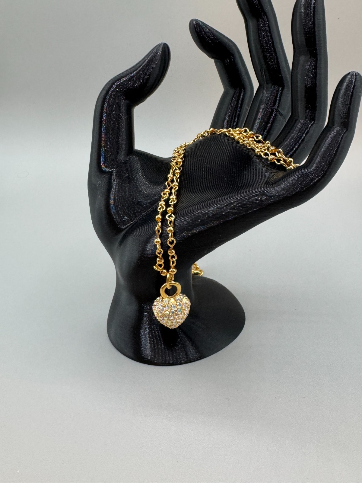 Vintage Kirks Folly Pave Swarovski Crystal Reversible Puffed Heart Signed