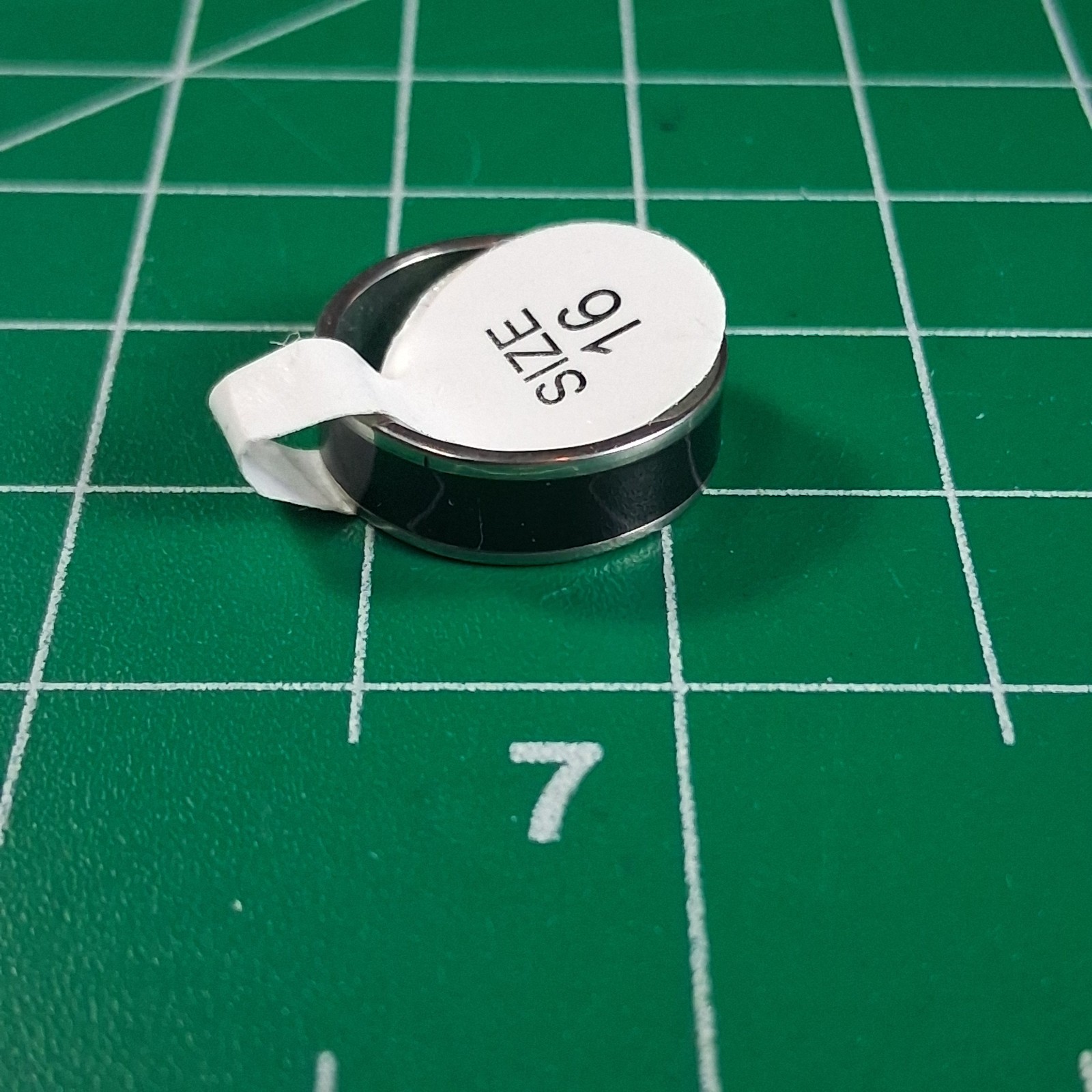 Stainless Steel Size 5.25 Single Black Enamel Band Ring
