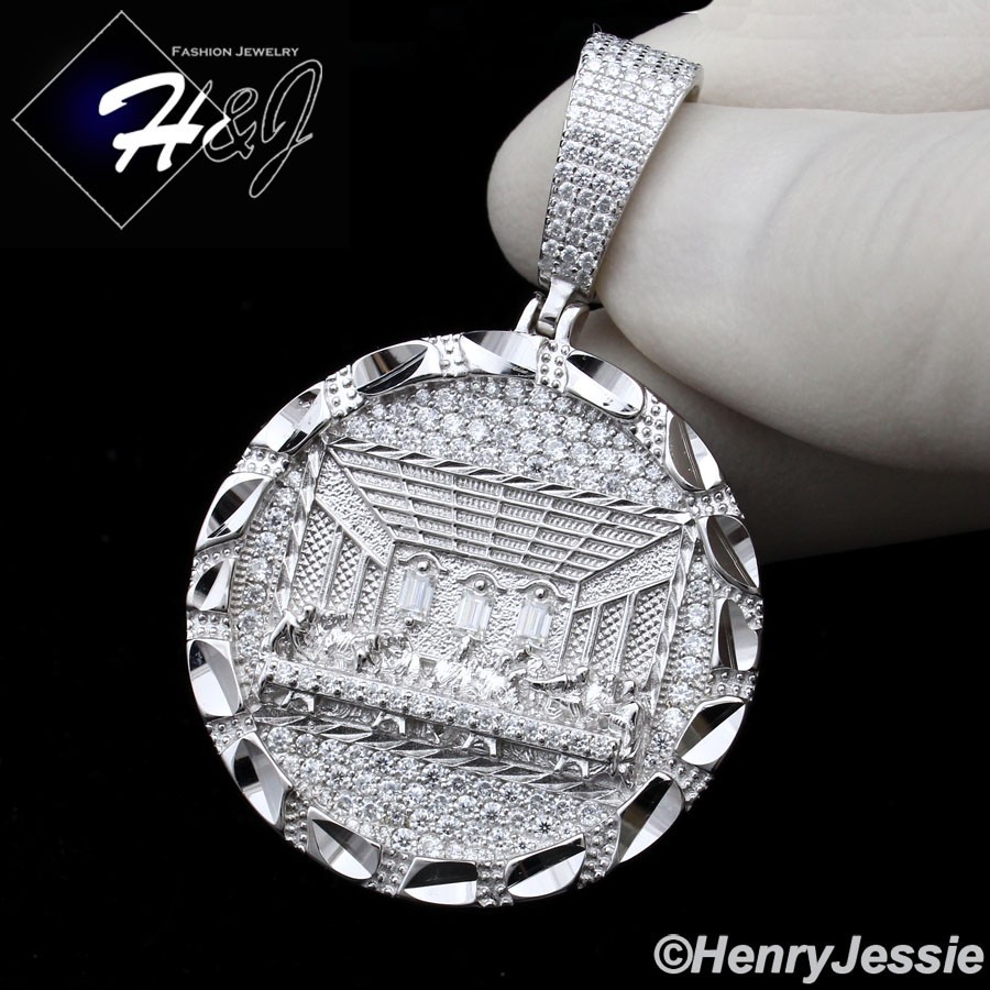 MEN SOLID 925 STERLING SILVER MOISSANITE LAST SUPPER JESUS ROUND PENDANT*SMP565