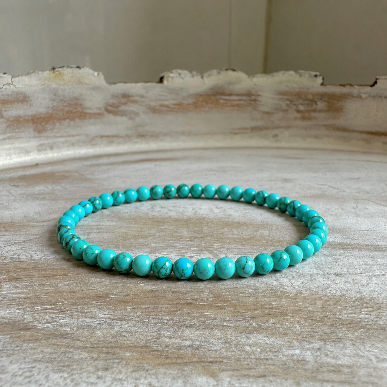4mm Turquoise Bead Bracelet Natural Gemstone Minimalist Layering Bracelet Women