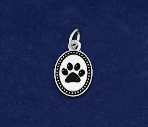 Sterling Silver-Plated Oval Paw Print Charm – SALE BENEFITS RESCUE