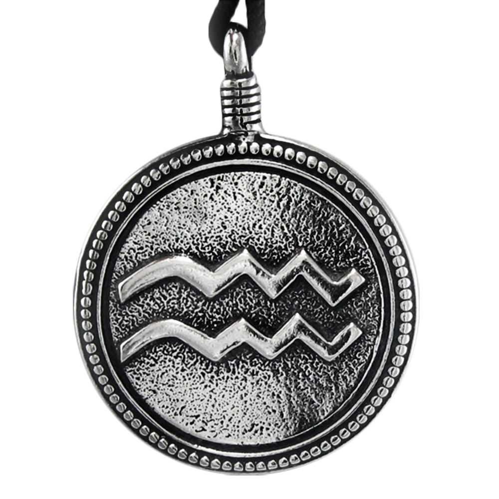 Aquarius Zodiac Sign Pendant Astrology Horoscope Pewter Jewelry Necklace Amulet